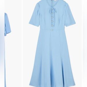 LK Bennett Light Blue Midi Dress with Pearl Buttons